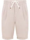 Brunello Cucinelli Drawstring-waistband Knee-length Bermuda Shorts In Beige