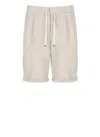 Brunello Cucinelli Linen Drawstring Bermuda Shorts In Multi