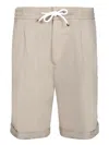 Brunello Cucinelli Linen Drawstring Bermuda Shorts In Multi