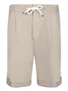 Brunello Cucinelli Linen Drawstring Bermuda Shorts In Multi