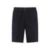 Brunello Cucinelli Men Garment-dyed Bermuda Shorts In Twisted Cotton Gabardine In Blue