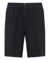 Brunello Cucinelli Elastic Waistband Linen Bermuda Shorts In Blue