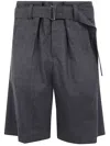 Brunello Cucinelli Waist Belted Pleated Shorts Pockets In Gray