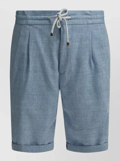 Brunello Cucinelli Shorts Pleated Front Side And Back Pockets In Blue