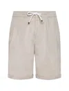 Brunello Cucinelli Drawstring-waistband Knee-length Bermuda Shorts In Semi Di Lino