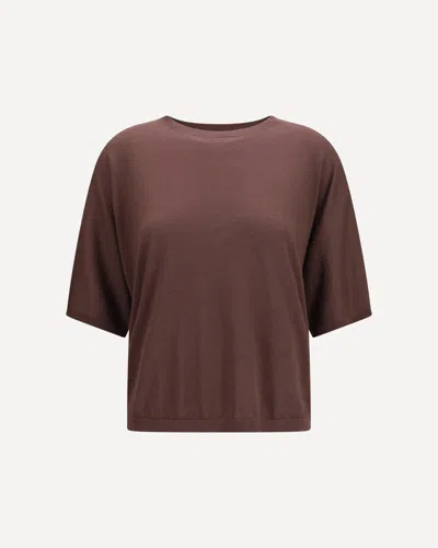 Brunello Cucinelli Short-sleeve Cashmere And Silk Sweater In Brown