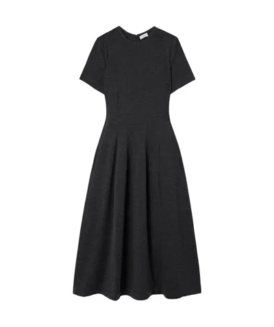 Brunello Cucinelli Short-sleeve Jersey Midi Dress In Black
