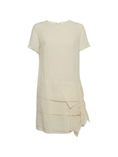 Pre-owned Brunello Cucinelli Short-sleeve Mini Dress In Neutral