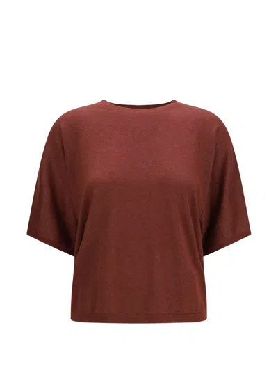 Brunello Cucinelli Short-sleeve Round-neck Cashmere T-shirt In Brown