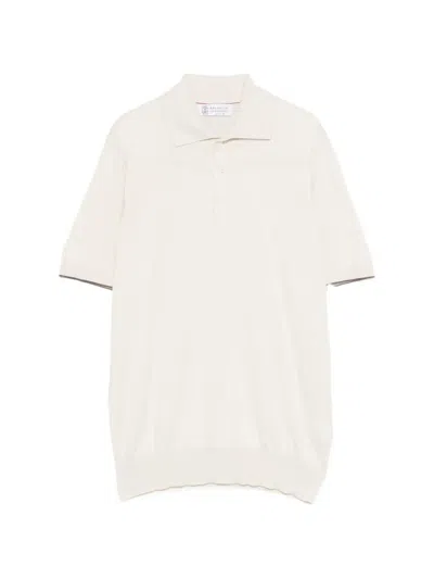 Brunello Cucinelli Classic Short Sleeve Polo With Button Detail In White