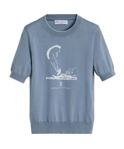 Brunello Cucinelli Short-sleeve T-shirt In Blue