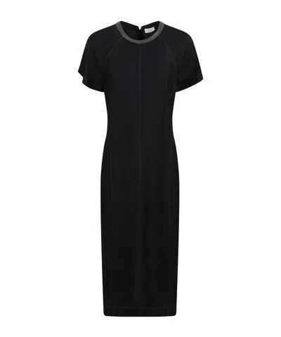 Brunello Cucinelli Short-sleeved Dress In Black