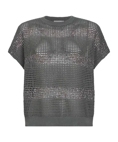 Brunello Cucinelli Short-sleeved Knitwear In Gray