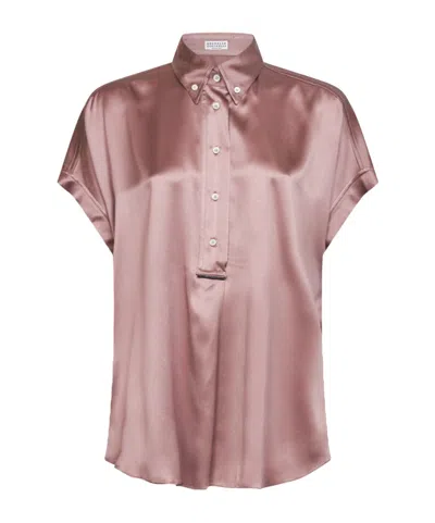 Brunello Cucinelli Short-sleeved Polo Shirt In Pink