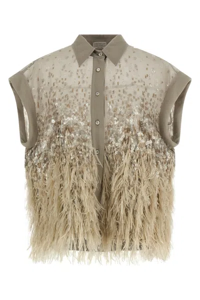 Brunello Cucinelli Short-sleeved Shirt In Gray