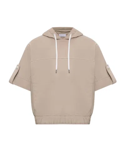 Brunello Cucinelli Short-sleeved Sweatshirt In Brown