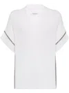 Brunello Cucinelli Textured Ribbed Top With Deep V-neckline In White