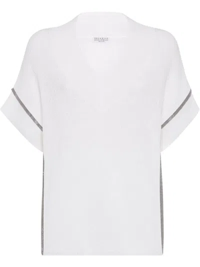 BRUNELLO CUCINELLI BRUNELLO CUCINELLI SHORTSLEEVES VNECK SWEATER