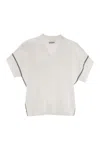 Brunello Cucinelli Shortsleeves Vneck Sweater In White