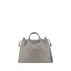 Brunello Cucinelli Gathered Light Grey Calf Leather Bag With Monili Chain Detail In Gray