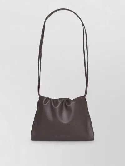 Brunello Cucinelli Shoulder Bag Adjustable Strap Crossbody Gathered Design In Gray