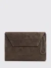 Brunello Cucinelli Women Bc Duo Suede Clutch Bag With Precious Chain In Brown