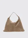 Brunello Cucinelli Soft Suede Single Handle Shoulder Bag In Grey