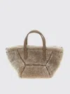 Brunello Cucinelli Shearling Leather Tote Bag In Gray