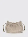Brunello Cucinelli Women Mellow Mini Shearling Shoulder Bag In Neutral
