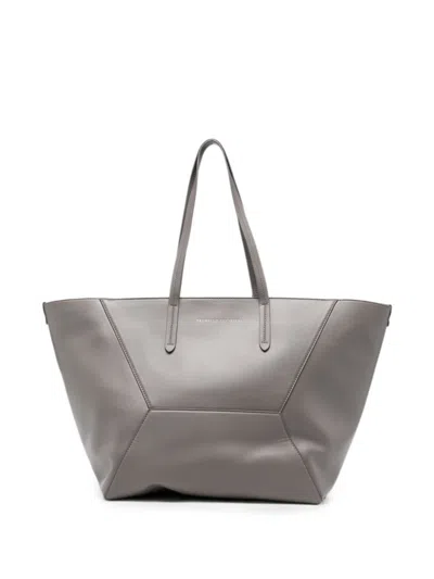 Brunello Cucinelli Shoulder Bag In Leather In Gray