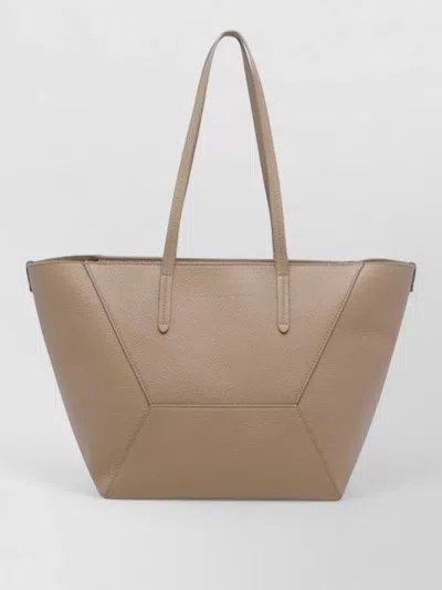 Brunello Cucinelli Shoulder Bag Structured Shape Double Handles In Neutral