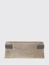 Brunello Cucinelli Essence Rectangular Suede Pouch Top Handle In Brown