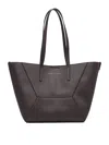 Brunello Cucinelli Geometric Panel Structured Tote Bag With Detachable Pouch In Black