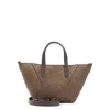 Brunello Cucinelli Suede Hexagonal Panelled Shoulder Bag In Brown