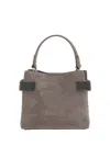 Brunello Cucinelli Mini Monili-embellished Suede Tote Bag In Gray