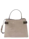BRUNELLO CUCINELLI GREY CROSSBODY BAG WITH PRECIOUS BANDS IN LEATHER WOMAN
