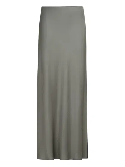 Brunello Cucinelli Side-slit Midi Skirt In Gray