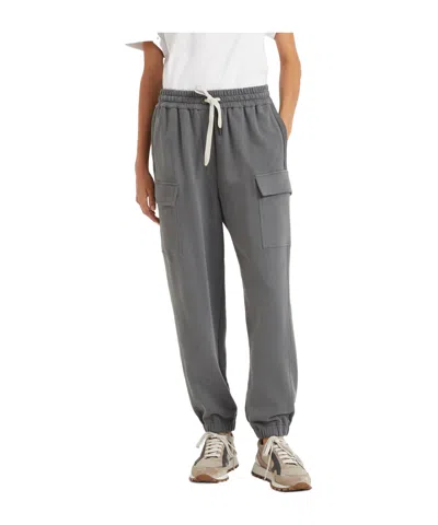 Brunello Cucinelli Side Stripe Drawstring Cargo Pants In Gray