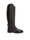 Brunello Cucinelli Brown Leather Boots With Shiny Detail In Brown