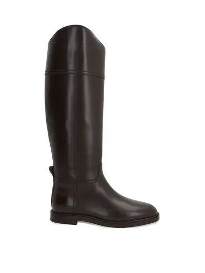Brunello Cucinelli Side-zip Calf Leather Boots In Brown