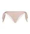 Brunello Cucinelli Striped Techno Jersey Bikini Bottoms In Brown