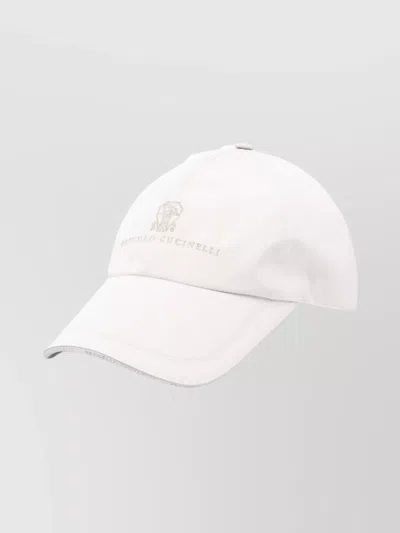 Brunello Cucinelli Signature Baseball Cap Curved Brim In White