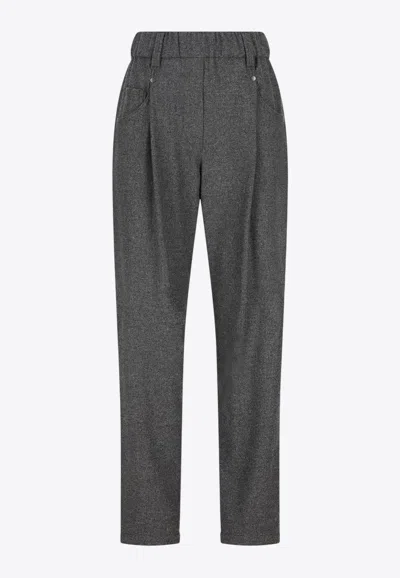 Brunello Cucinelli Signature Jewel  Straight-leg Pants In Gray