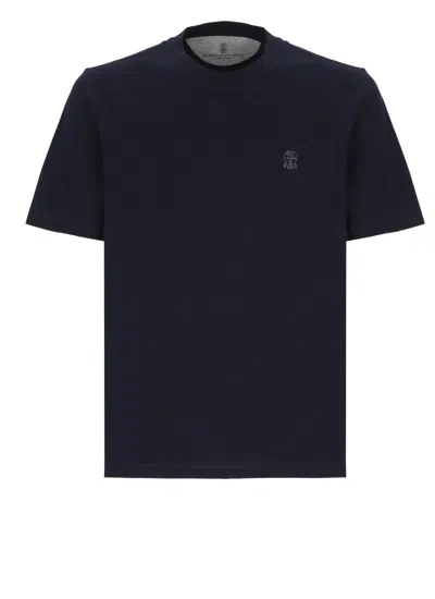 Brunello Cucinelli Signature Logo Cotton T-shirt In Black