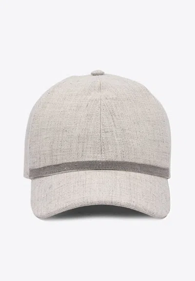 Brunello Cucinelli Signature Wool Baseball Cap In Gray