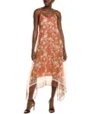 Brunello Cucinelli Silk A-line Dress In Orange