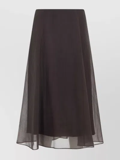 BRUNELLO CUCINELLI SILK A-LINE MIDI SKIRT