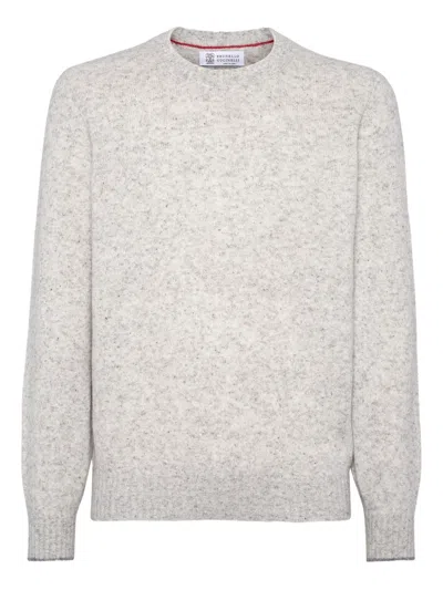 Brunello Cucinelli Silk And Alpaca Wool Sweater In Gray