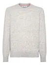 Brunello Cucinelli Irregular Coloration Flecked Alpaca Sweater Clothing In Gray