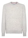 Brunello Cucinelli Irregular Coloration Flecked Alpaca Sweater Clothing In Gray